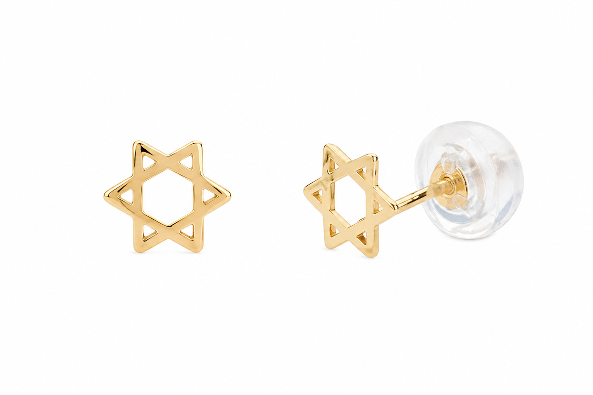 עגילי מגן דוד זהב 7 מ"מ 14 קאקט